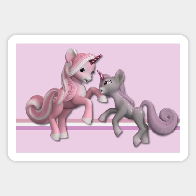 Pink Unicorn mom and Baby Sticker by AlondraHanley